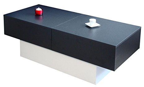 Berlioz Creations Alicia Table Basse, Noir/Blanc, 123 x 51,5 x 43 cm, Fabrication 100% Française