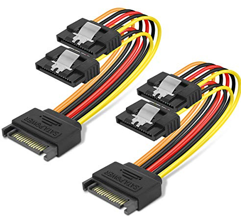 Benfei 15 Pin SATA Power Y-Splitter Cable 15cm - 2 Pack