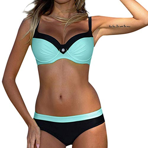 Maillot de Bain Femme 2 Pièces avec Armature Bikini Sexy Bresilien Push Up | Tanga Grande Taille Culotte Short Trikini Tankini Maillot de Bain Natation Femme Deux Pièces