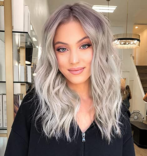 LEMEIZ kurze perücke blond, perücke blond, perücke bob wellig, braune perücke ombre bob perücke, synthetische Perücke, wig, Synthetic Hair Blonde Short Curly Wigs for Women, 16 Zoll LEMEIZ-110