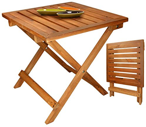 ECD Germany Tavolo da Giardino in Legno di Pino - 46 x 46 x 46 cm - Pieghevole - Quadrato - per Terrazza Balcone Patio Tavolino da caffè Richiudibile Tavola da Pranzo Arredo Mobili da Esterno