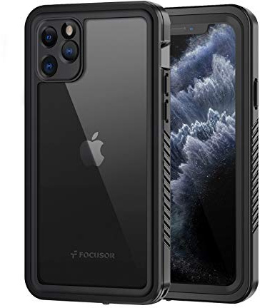 Focusor für iPhone 11 Pro Hülle, IP68 Wasserdicht HandyHülle iPhone 11 Pro 360 Schutzhülle Stoßfest Staubdicht Outdoor Panzerhülle mit Eingebautem Displayschutz,Schwarz