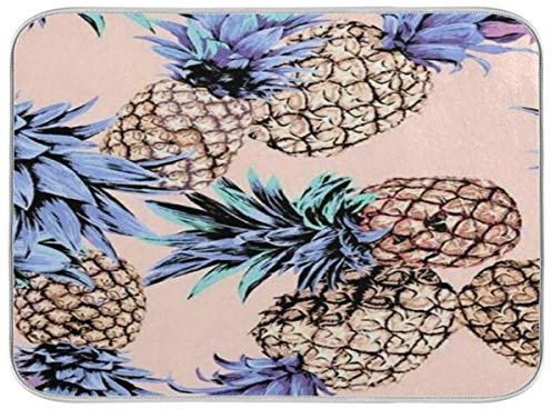LUCKYEAH - Tappetino assorbente ad asciugatura rapida per piatti a base di frutta tropicale e ananas, per casa, cucina, bancone da pranzo, 40,6 x 45,7 cm