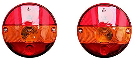 MelTruck® 2x Rund Rückleuchte mit Blinker 12V 24V E20 für LKW PKW Anhänger Traktor SET