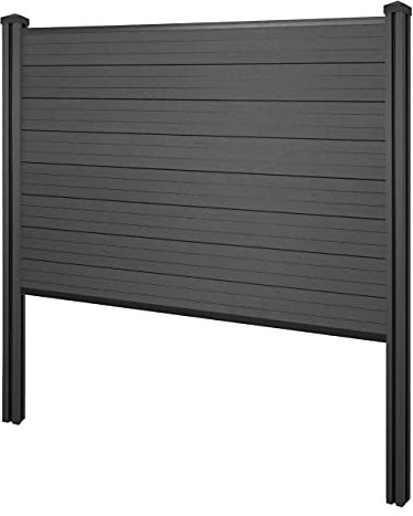 Mendler WPC-Sichtschutz Sarthe, Zaun Windschutz, WPC-Pfosten zum Einbetonieren, Basiselement 195cm - anthrazit