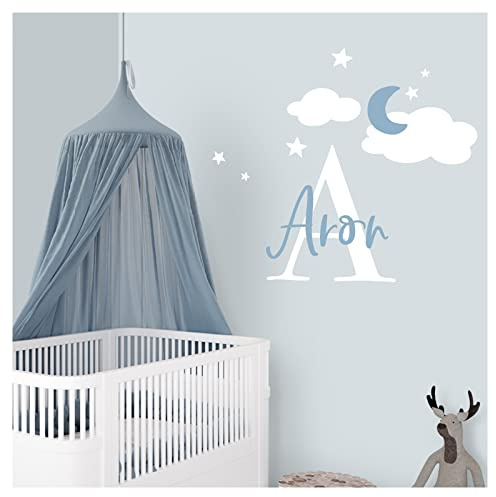 Little Deco Wandtattoo Wolken Mond Sterne & Wunschname DL318 Motiv 6 S