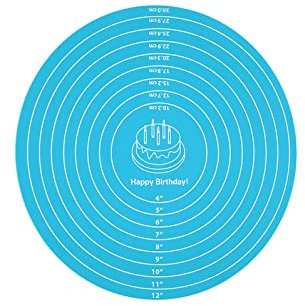 Silicone Baking Mat Cake Mat Silicone Cake Mat Silicones Baking Mat with Measurements for CakeTurntable Stand Non-Stick Heat Resistant Pastry Baking Sheet -Blue