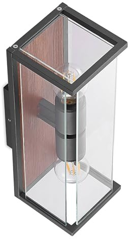 Lucande Wandleuchte außen Elwin (spritzwassergeschützt (Modern) in Schwarz aus Aluminium (2 flammig, E27) - Außenwandleuchten Wandlampe Led Außenlampe Outdoor für Außenwand/Hauswand