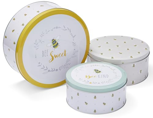 Cooksmart England Set of 3 Cake Storage Tins | British Designed Nesting Cake Tins for Cakes & Biscuits | Cake Tin/Biscuit Tin Available as Square Cake Storage Tin or as Round Cake Storage Tin