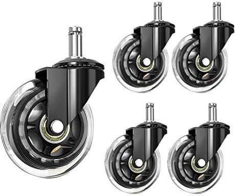 Energetic BüRostuhlrollen 10 Mm Vorbau, Kompatibel für MarkenstüHle, 3/8 -Gummistuhlrollen, 5Er-Set