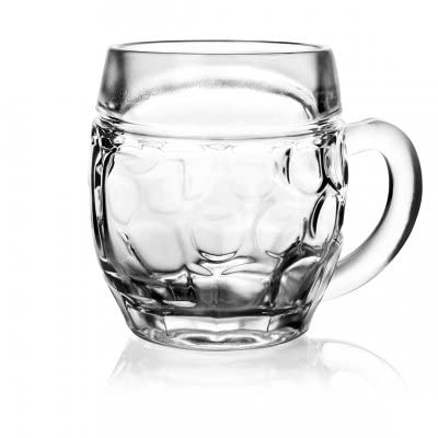 Hyper Mart Classic Glass Beer Mugs Various Pub Bar Style Tankards Stein Glasses - Set of 2 (Barrel - One Pint)