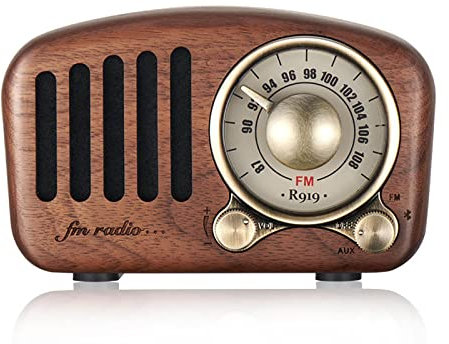 Vintage Radio, Retro Walnut Wooden FM Radio with Old Fashioned Classic Style, with USB, BT5.0, TF Card Player, for Home, Party, Outdoor, Gift