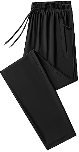 Jamron Hombre Verano Pantalones de Chándal Elásticos y Finos Pantalones Deportivos con Bolsillos con Cremallera Pantalones Casuales Ligeros Fondo Abierto