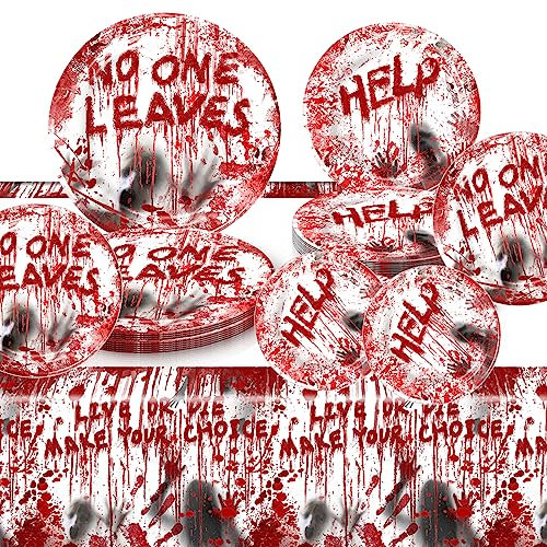Ensemble de vaisselle pour fête d'Halloween - Assiettes en carton jetables - Vaisselle pour décorations de fête sur le thème d'Halloween effrayantes