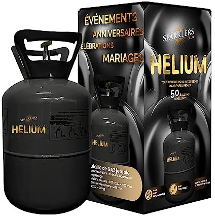 SPARKLERS CLUB Bombola Gas Elio per 50 Palloncini - Bottiglia Monouso Capacità 0,40m3 Ideale per Feste, Compleanni, Matrimoni e Party - Fai Sgonfiare i Tuoi Palloncini con