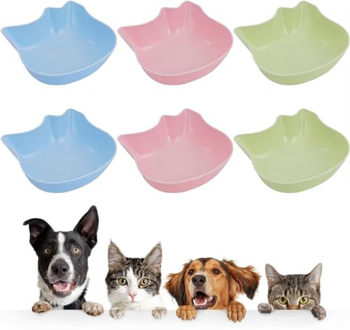 FEISIGE 6 Pcs Anti-Slip Pet Bowls - Non-Tip Plastic Bowls for Cats and Dogs, Multi-Purpose Food and Water Dishes (Durable, Easy to Clean, BPA-Free)