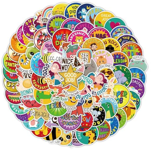 100 Pcs Student Reward Stickers - Vinyl, Waterproof, Aesthetic Personalised Stickers for Teens, Boys, Girls, Adults, Children - Laptop, Car, Scrapbook, Phone, Skateboard, Suitcase, Luggage, Bike