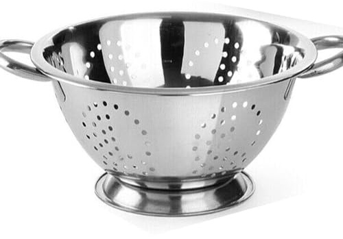 MAXPERKX 18/20/24/28cm Stainless Steel Deep Colander Strainer with Large Holes for Pasta Vegetables Fruits Rice Beans Noodles Handle Kitchen Healthy Gluten-Free Organic Gourmet Veggie Pasta (18 CM)