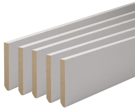 MadeInNature, Plinthe Bois Blanc Pré-peint, Fabriquée en France, Finition Carré hauteur 7cm, Longueur aux choix. (50 ml)