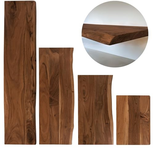 trelevo Holzplatte 80x30 cm Akazienholz massiv nussbaumfarben Baumkante