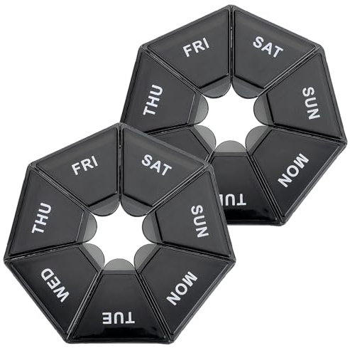 Sibba 2x Tablettendose Pillendose für 7 Tage Klein Medikamentenbox Täglicher Pillenhalter Tragbarer Reise-PillenbehäLter für Tasche Oder GeldböRse Medikamentenplaner für Vitamine Fischöl Tablettenbox