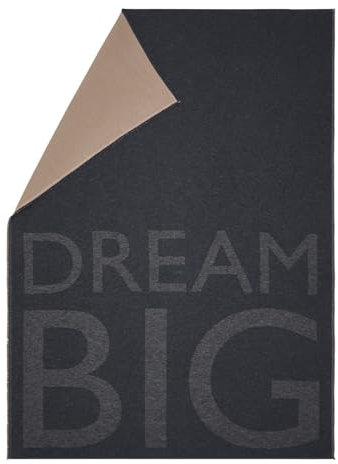 David Fussenegger leichte Kuscheldecke Dream Big 140x200cm weiche Flanelldecke aus Recycling-Baumwolle nachhaltig produziert ÖkoTex100 GRS Made in Austria Farbe Anthrazit