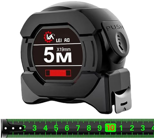 Sertay Schwarz Massband 5M, Professionelles Maßband, Messband, Profi Messband, Selbstsichernd Massband, Bandmass Bandmaß, Präzises Automatisches Maßband, Professional Kann Automatisch Gesperrt Werden