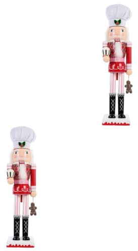 Cabilock 2 Piezas Cascanueces navideños Christmas Christmas Decor decoración navideña Adorno de Nuez Adorno de Mesa de Navidad Suministros de Fiesta de Navidad Madera Rojo