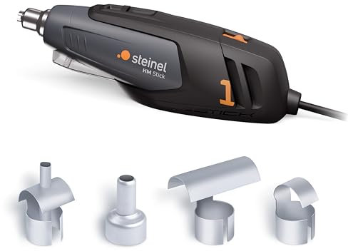 Steinel Heißluftpistole HM Stick, inkl. 4 Düsen, 350 W Heißluftfön, 400°-500°C, LED-Arbeitslicht, Heißluftgebläse zum Basteln und Modellbau