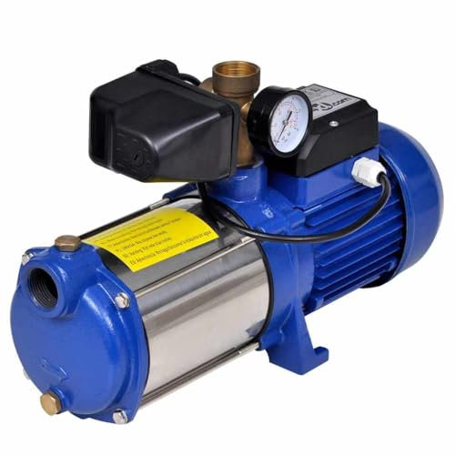 Bomba centrífuga con manómetro 1300 W 5100 L/h azul,141599