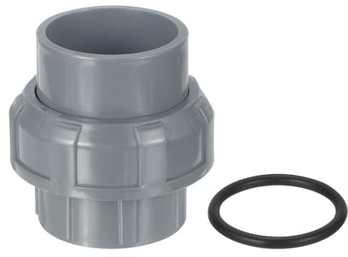 QUARKZMAN Raccord union en PVC, 1 pièce 1-1/2 avec joint torique, raccord à emboîtement pour piscines et plomberie extérieure (gris)