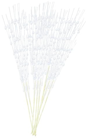 cfpqv 10 Pack Christmas Glitter Berry Stems White Artificial Berries Picks Bead Sticks for Christmas Tree Ornament DIY Wreath Crafts Holiday Decor 16inch Schwarze Rose (White, One Size)