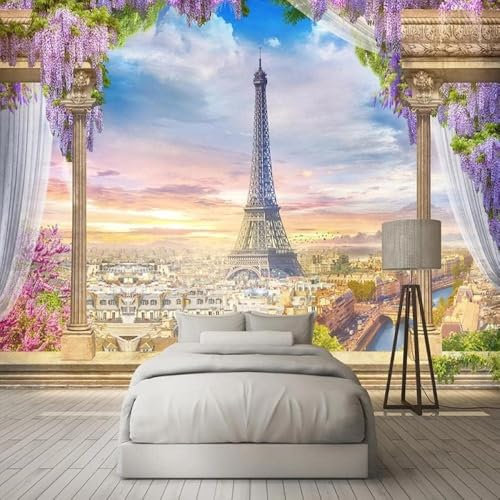 Tour De Construction Cubique De Fleurs Violettes Papier Peint 3D Intissé Tapisserie Bureau Salon Canapé Chambre Fond Décoration Murale-430cm×300cm