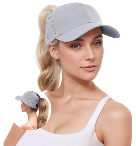 YAMEE Baseballkappe Damen Pferdeschwanz Sommer,Baseballmütze Damen Baseball Cap Mesh Atmungsaktiven,Sommermütze Damen Leicht Wasserdicht Schnelltrocknend