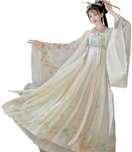 AIHERQG Robe Hanfu for femme, tenue traditionnelle chinoise, vintage, costume d'Halloween, de carnaval, de cosplay, grande taille, XL(Beige1,XL)