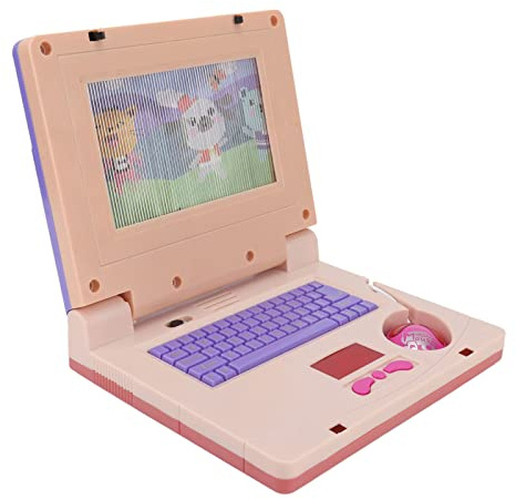 Nurnesy Lernen Laptop Kleinkind Bildungscomputer Baby Lernen Spielzeug mit LED -Musik -Soundeffekten Maus für Frühe Kognitive Entwicklung (Lila, einziehbare Maus)