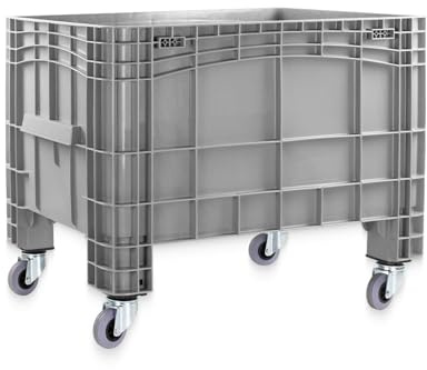 Großbehälter mit 4 Rollen und 285 Liter Volumen 104x64x79 cm | Transportwagen | Großer Behälter als Umzugsbehälter, Transportbox, Lagerbehälter (Grau, Ida XL Rollen)