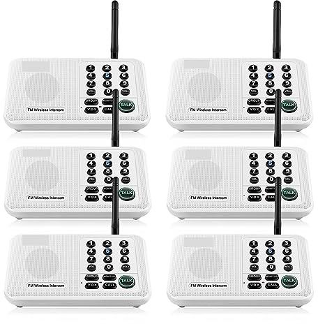 MKHFP Intercom, Monobloc Wireless Intercom System for Home Business Office 5280 Feet Long Range 10 Channels Room to Room Communication System for Business (White)