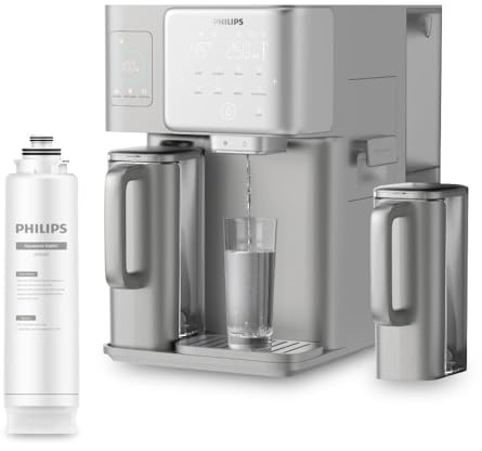 Philips Water Distributeur d’eau à Osmose Inverse 9000 : eau chaude/fraîche filtrée en secondes, fonction glaçons, minéraux préservés, filtration RO 6-en-1, >110 contaminants réduits, UV-C, 2000 L