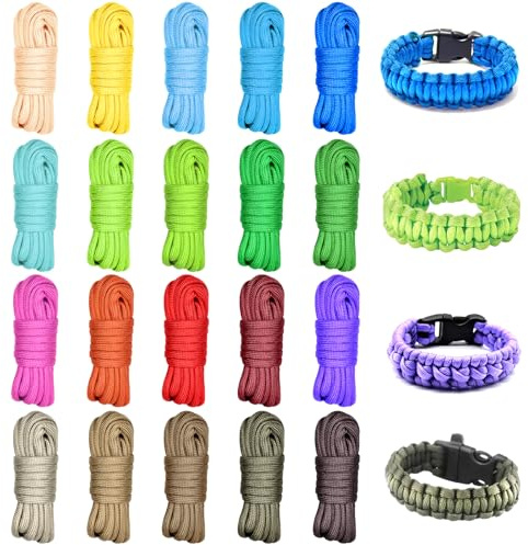 196.8 Feet 20 Colors Paracord Rope - Premium 7-Strand 4mm Paracord Bracelet Making Material for DIY Crafting, Camping Gear & Dog Accessories (20x9.84ft)