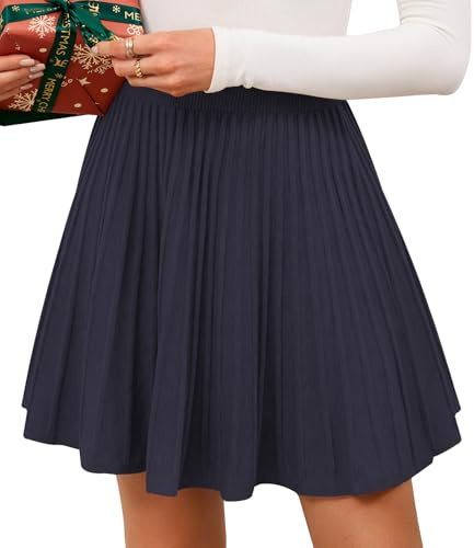 Adigaber Gonne Mini da Donna Vita Alta Gonna a Pieghe in Maglia Linea A Gonna Invernale Elastico in Vita
