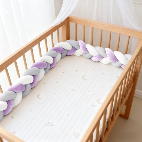 PTKG Cuscino Coccoloso Soffice Intrecciato,Paracolpis Antisoffoco,Treccia Culla per La Decorazione della Stanza,Paracolpi Antisoffoco,Paracolpi sponda sponde anticaduta,F16,150CM