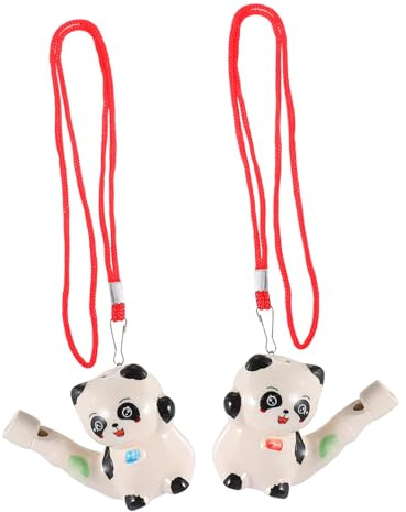 Housoutil 6 Pezzi Giocattoli Musicali da Bagno in Ceramica a Forma di Panda, Fischietti per Compleanni e Feste, Promuovono le Abilità Uditive Design Animale Adorabile