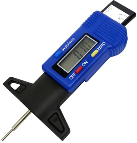 Jauge numérique de profondeur de profil de pneu (bleu) avec écran LCD, jauge de profondeur de profil de pneu de 0 à 25,4 mm pour voiture, moto, camion et camionnette