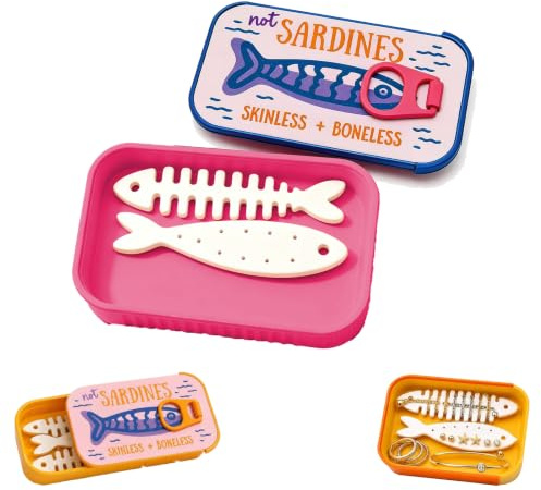 Mini Sardine Can Jewelry Storage Box, Portable Sardine Jewelry Holder Fish Box, Cute Sardine Decor Travel Jewelry Organizer for Rings Earrings，B