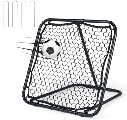 COSTWAY Filet de Rebond de Football Pliable | Filet d'Entraînement avec Angles Réglables pour Entraînement au Tir et à la Passe, Équipement de Sport Extérieur