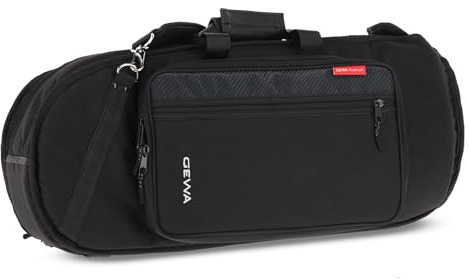 GEWA Premium Gig Bag/Tasche Bariton gerade Form - Cordura 600 Denier - Reiß- und wasserfest - 30 mm Polsterung - Sperrholzverstärkung für Schallbecher - Zubehörtasche - Rucksack-/Schultergurt-Schwarz