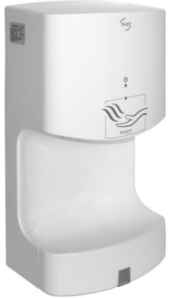 JVD Airwave Sèche-Mains Blanc Automatique à air pulsé | Usage intensif - Séchage en 15-20s - Haute Performance 1400 W - sans Contact, Automatique Via Infrarouge - Montage Mural
