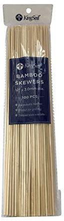 1600 Count | KingSeal Natural Bamboo Wood Grilling Skewers, 12 Inches x 3.0mm Diamter, for Shish Kebabs, BBQ, and Fruit Arrangements, Bulk Pack - 16 Packs of 100 Skewers