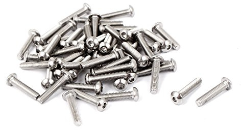 sourcing map M2,5x 12mm Vollgewinde Innensechskantschraube Schraube Silberton 50Stk.